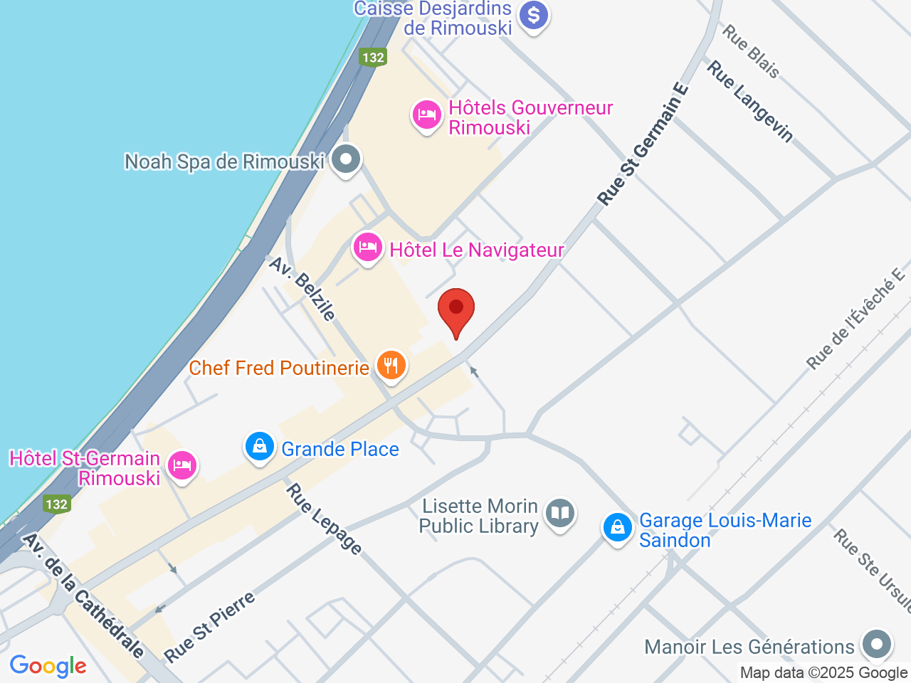 Street map for SQDC Rimouski, 144 Rue St Germain E, Rimouski QC