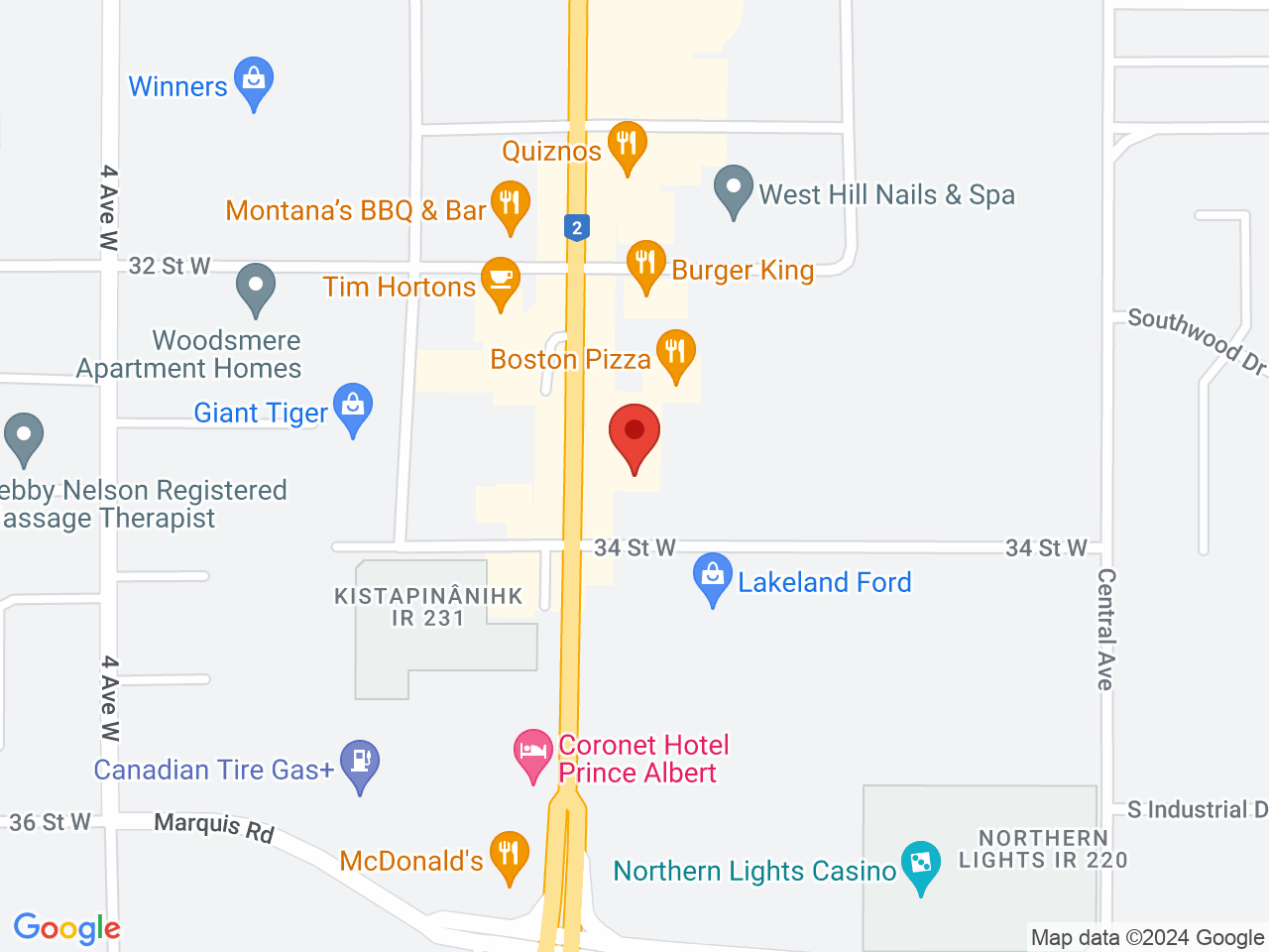 Street map for Canaba Cannabis, 3332 2nd Ave W, Prince Albert SK