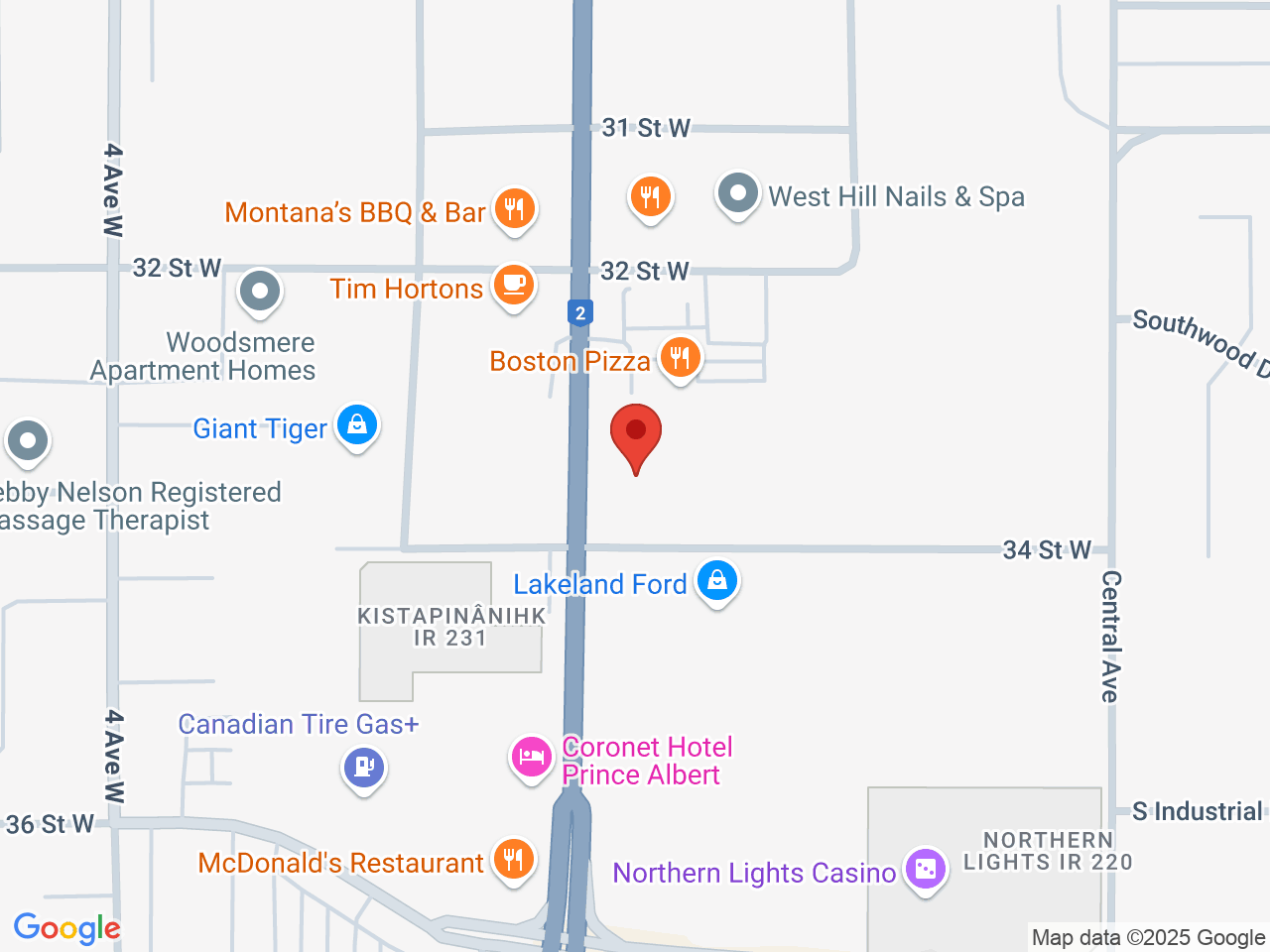 Street map for Canaba Cannabis, 3332 2nd Ave W, Prince Albert SK