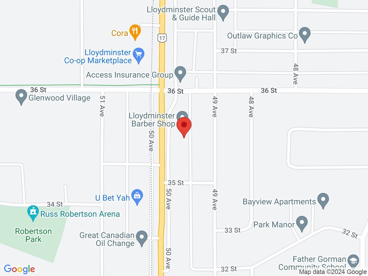 Street map for Delta 9 Cannabis Store, 7-3427 50th Ave., Lloydminster SK