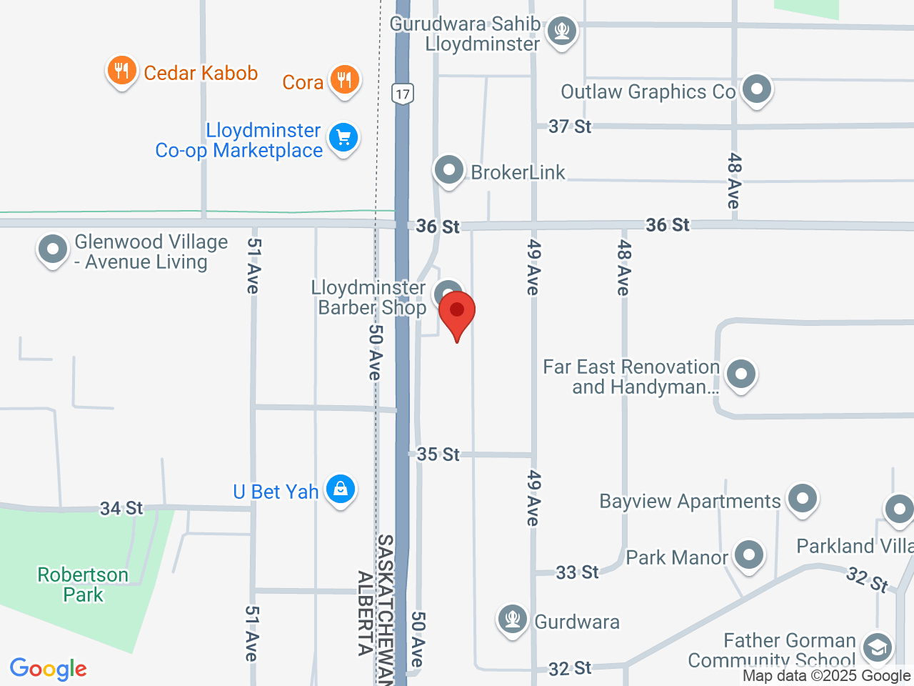 Street map for Delta 9 Cannabis Store, 7-3427 50th Ave., Lloydminster SK