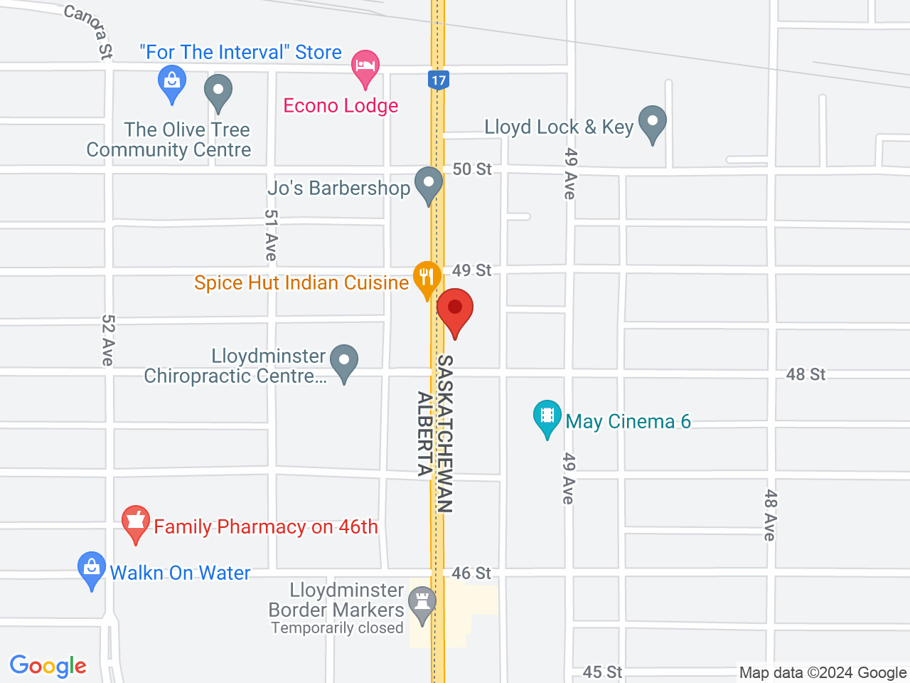 Street map for Limegrove Cannabis, 4803 50th Ave., Lloydminster SK