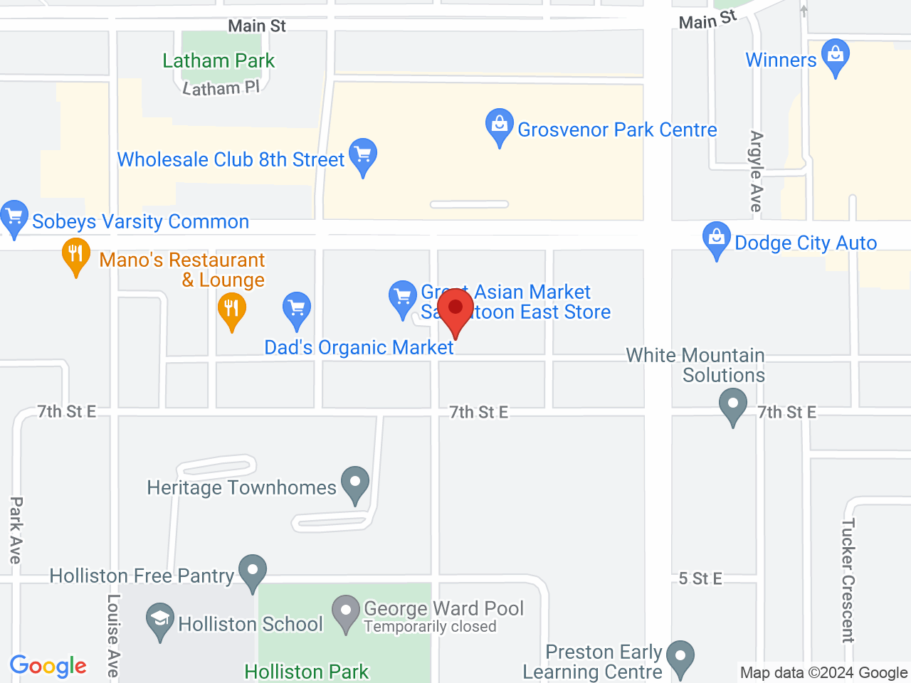 Street map for The Pot Shack, 3 - 1115 Grosvenor Ave, Saskatoon SK
