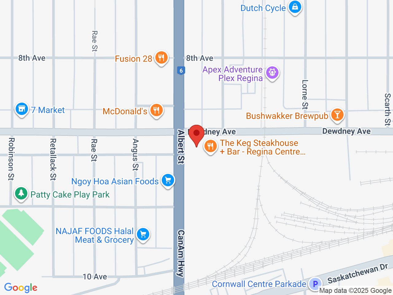 Street map for G's Cannabis Corp, 1501 Albert St, Regina SK