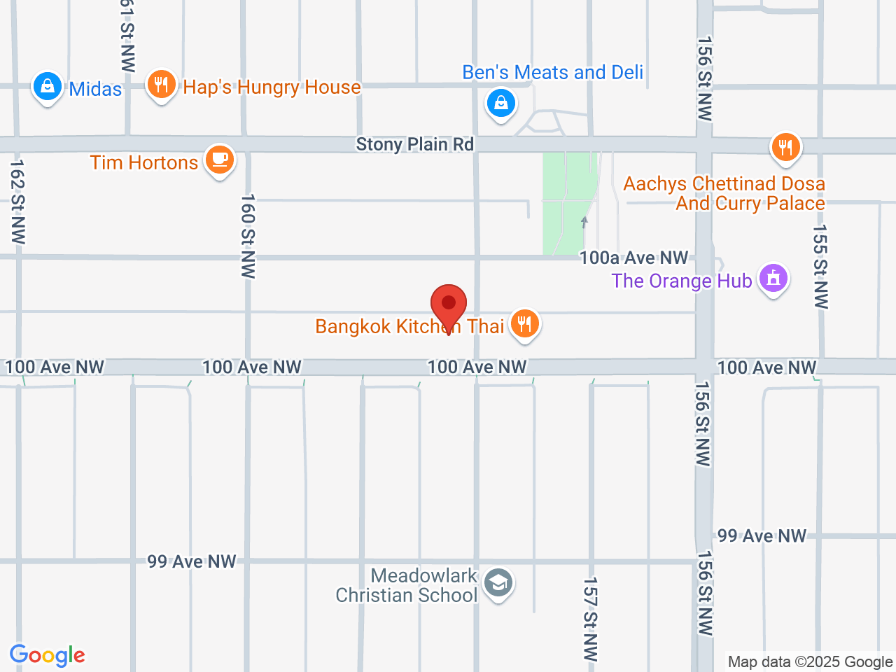 Street map for Clair's Cannabis Inc., 10004 158 Street NW, Edmonton AB