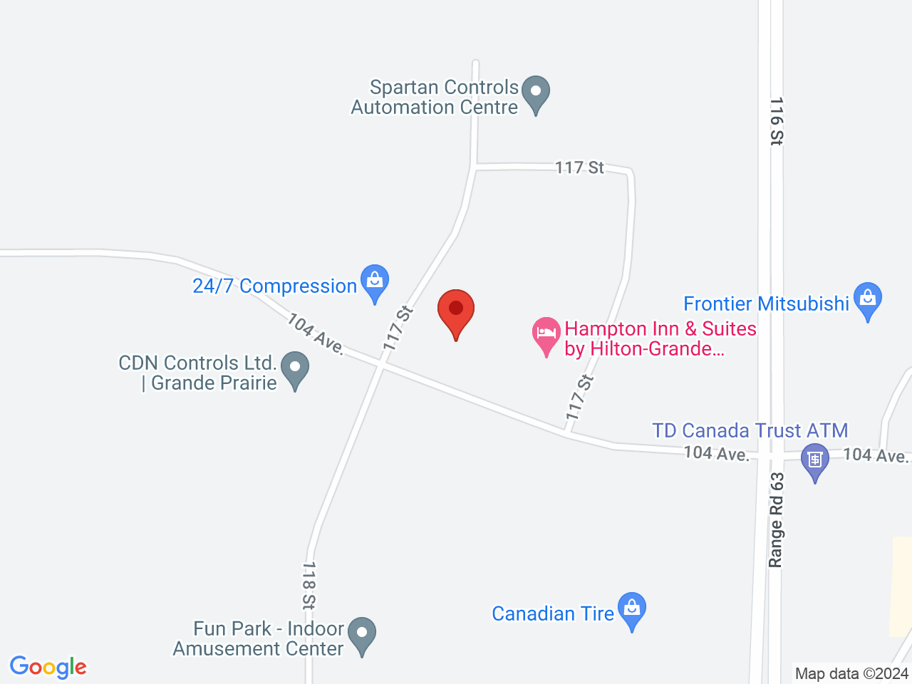 Street map for Kakou Cannabis, 101-11706 104 Ave., Grande Prairie AB