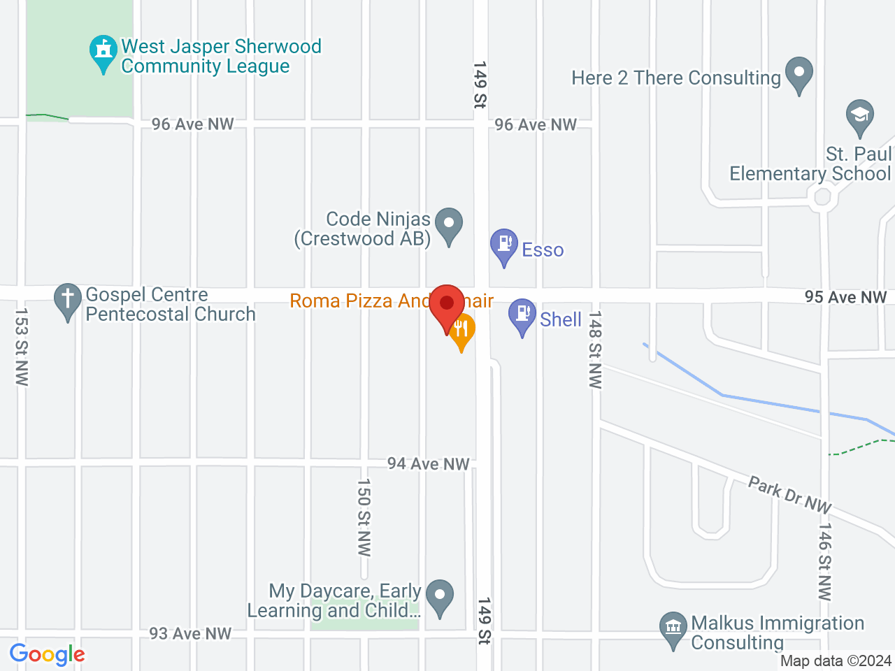 Street map for Kushi Cannabis, 9442 149 Street NW, Edmonton AB