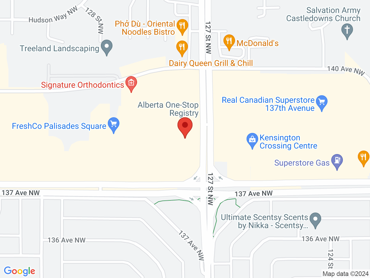 Street map for FOUR20 Pembina, 12800 137 Avenue NW, Edmonton AB