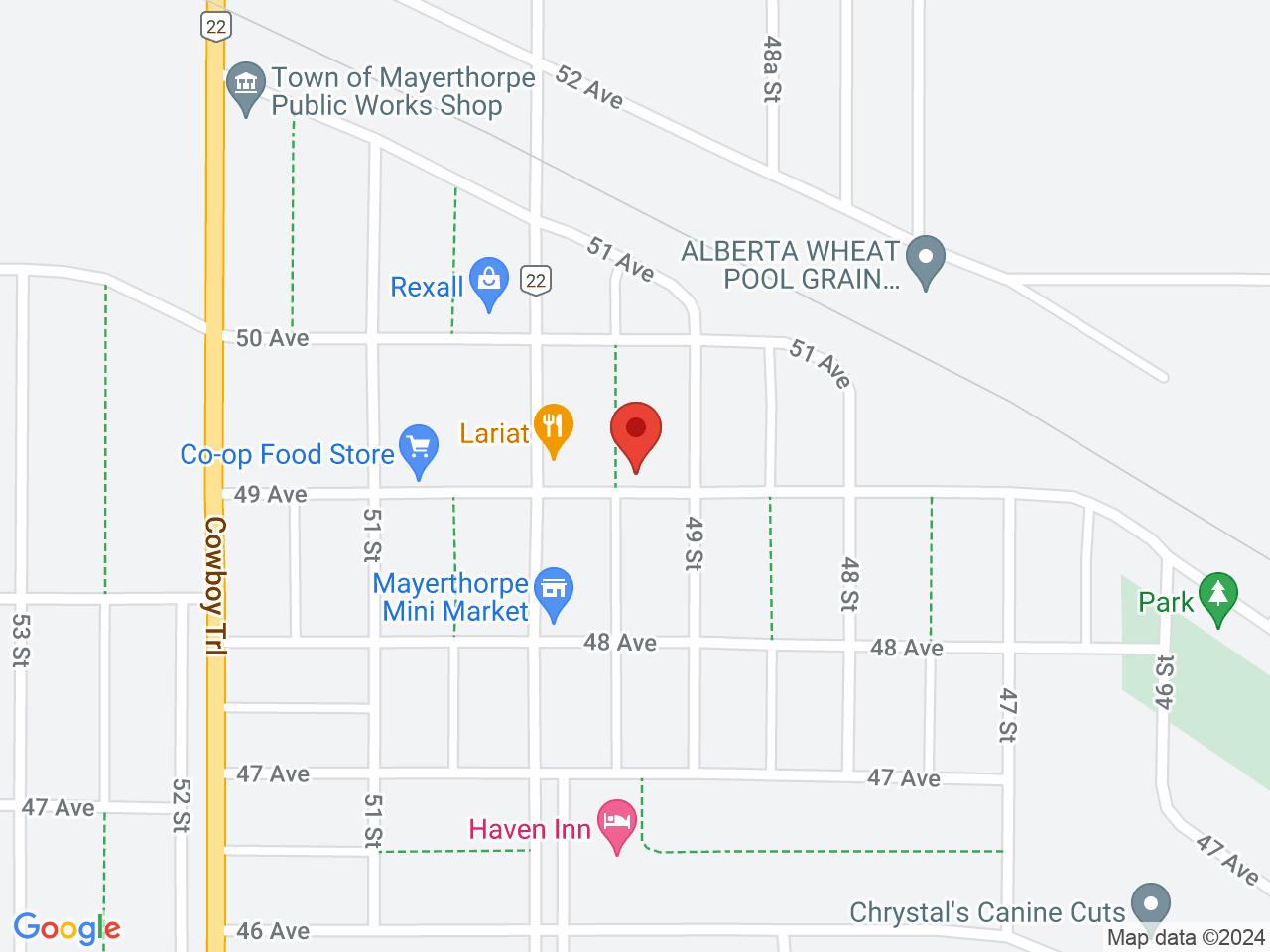 Street map for Solar Cannabis, 4912 49 Avenue, Mayerthorpe AB
