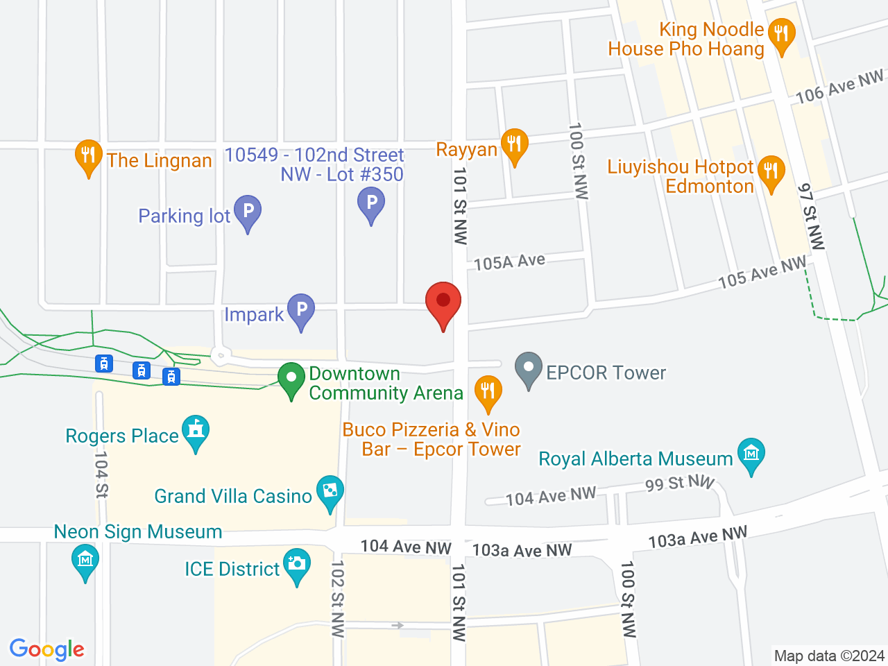 Street map for The Bud King, 10510 101 Street NW, Edmonton AB