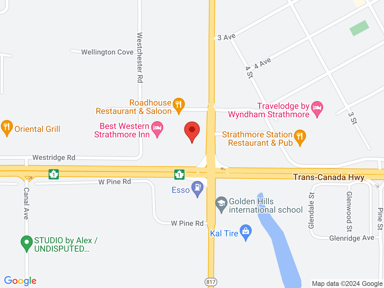 Street map for FOUR20 Outlet, B-510 Highway 1, Strathmore AB