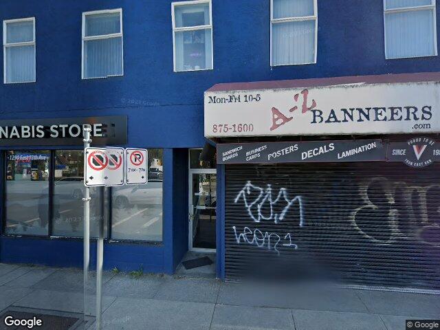 Street view for ARCannabis Store, 1290 East 12th Ave, Vancouver BC