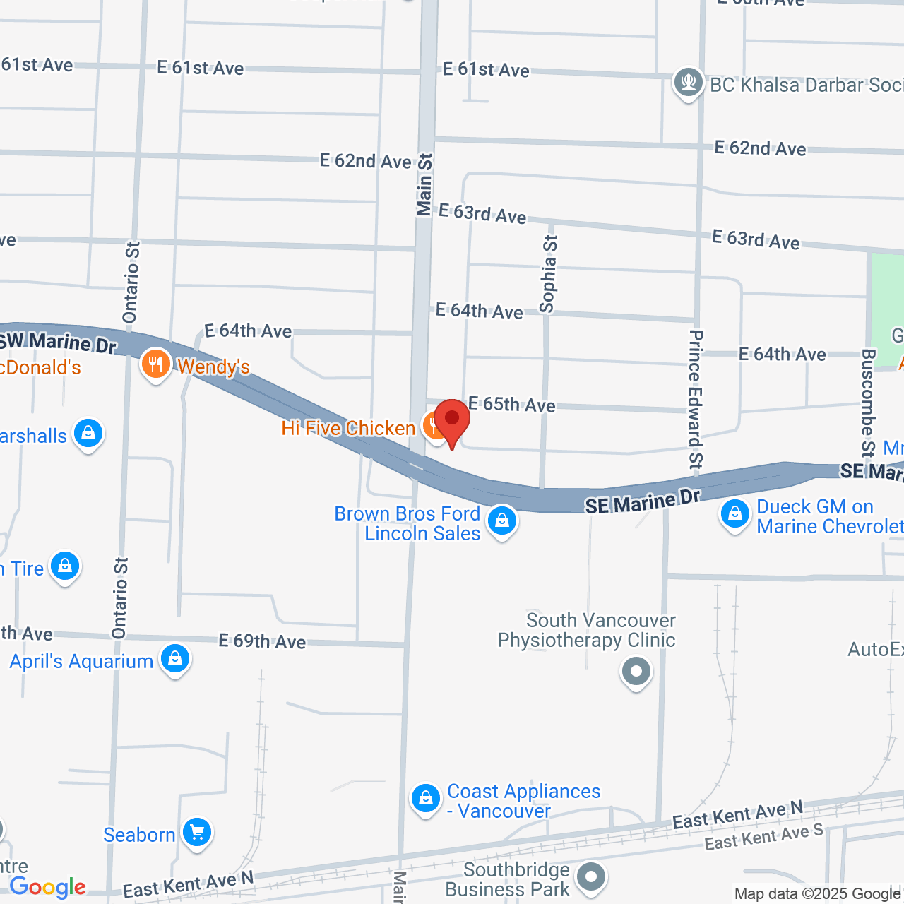 Street map for ARCannabis Store, 225 SE Marine Dr., Vancouver BC