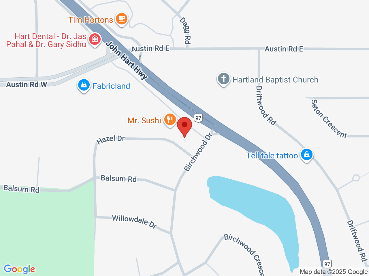 Street map for Grasshopper Retail Inc., 6473 John Hart Hwy, Prince George BC