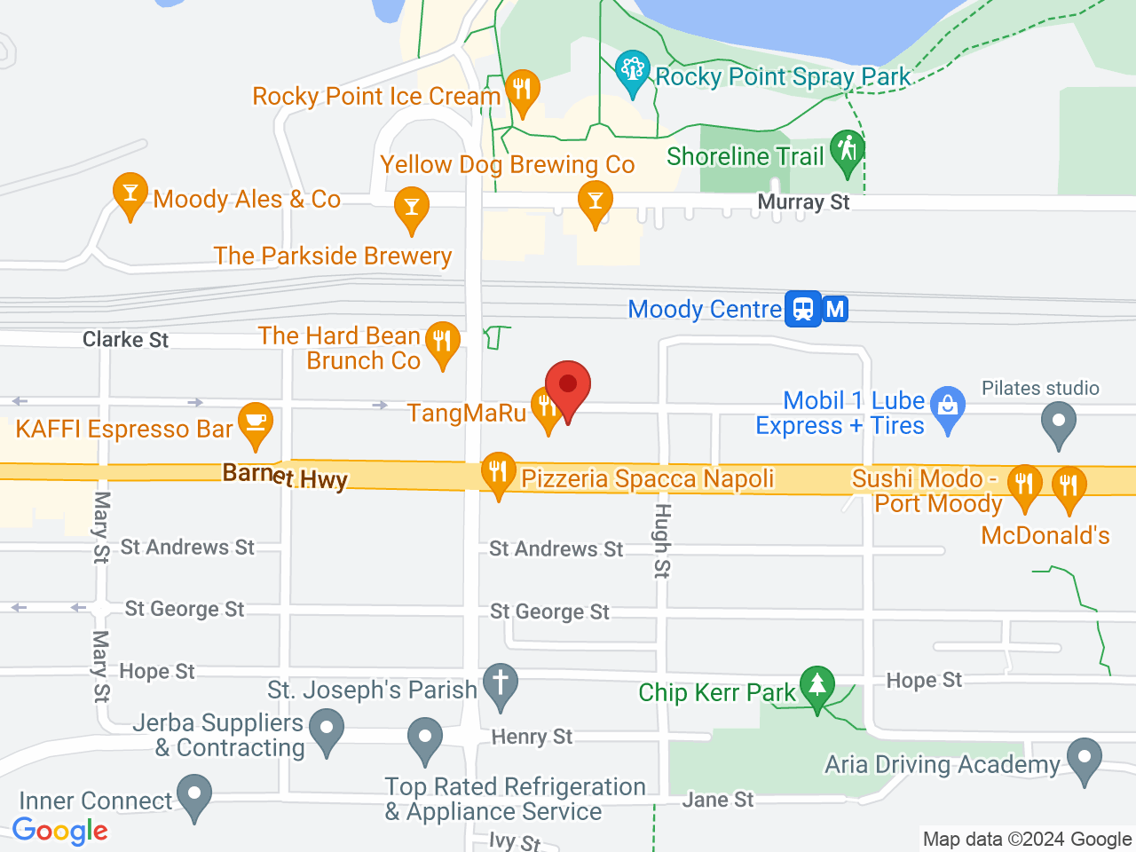 Street map for Kiaro Cannabis Port Moody, 2816 St Johns St., Port Moody BC