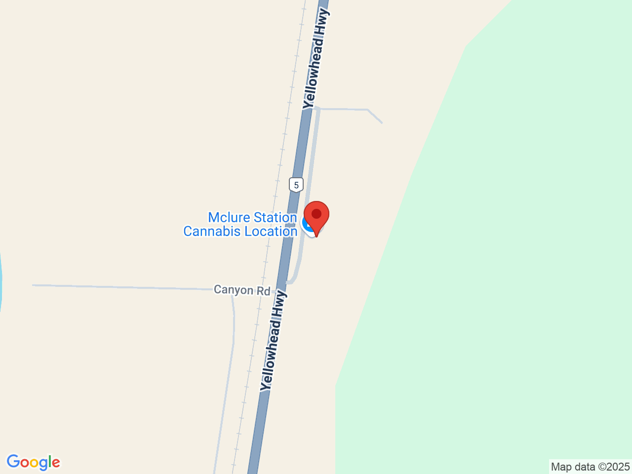 Street map for McLure Station Cannabis Location, 1540 Canyon Road, McLure BC