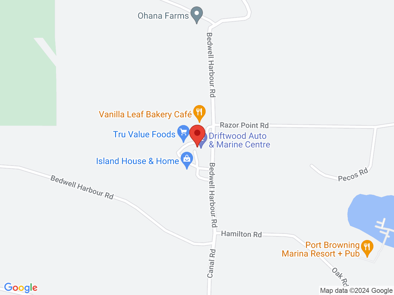 Street map for Pender Island Naturals, 4605 Bedwell Harbour Rd, Pender Island BC