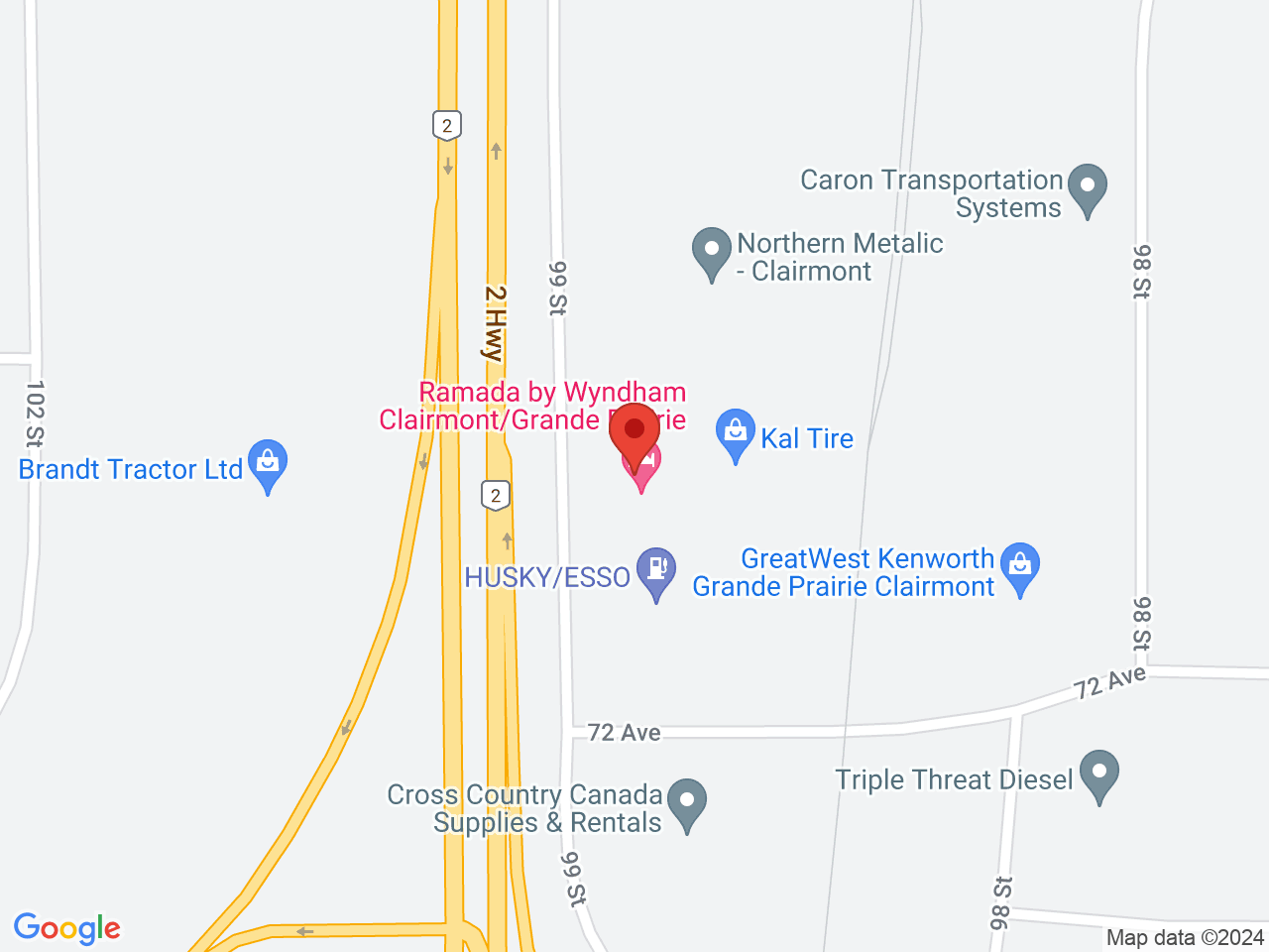 Street map for URBN Leaf Cannabis Company, 7201 99 St, Clairmont AB