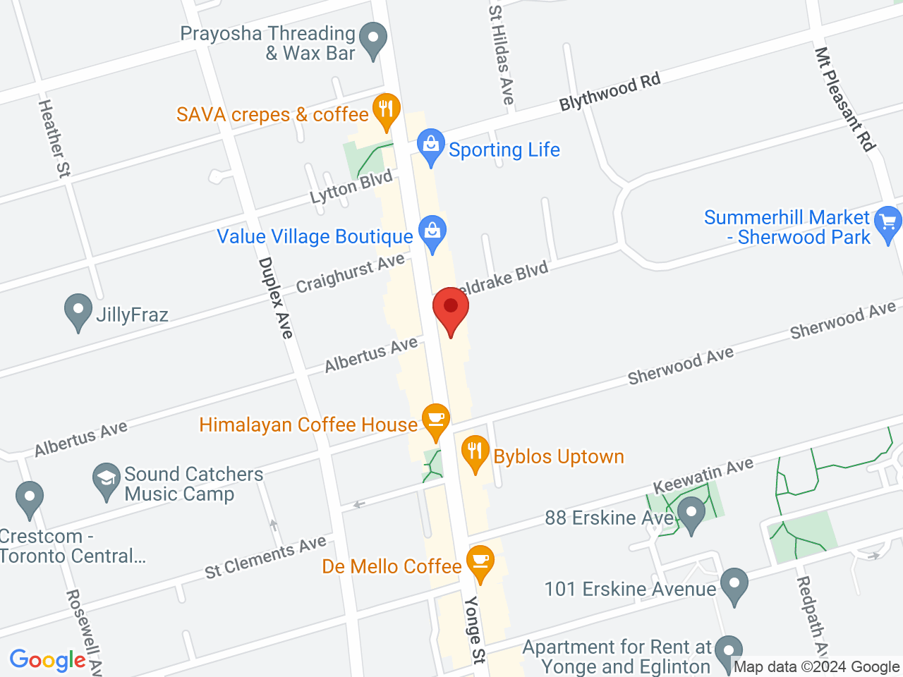 Street map for Hunny Pot Cannabis, 2591 Yonge St, Toronto ON