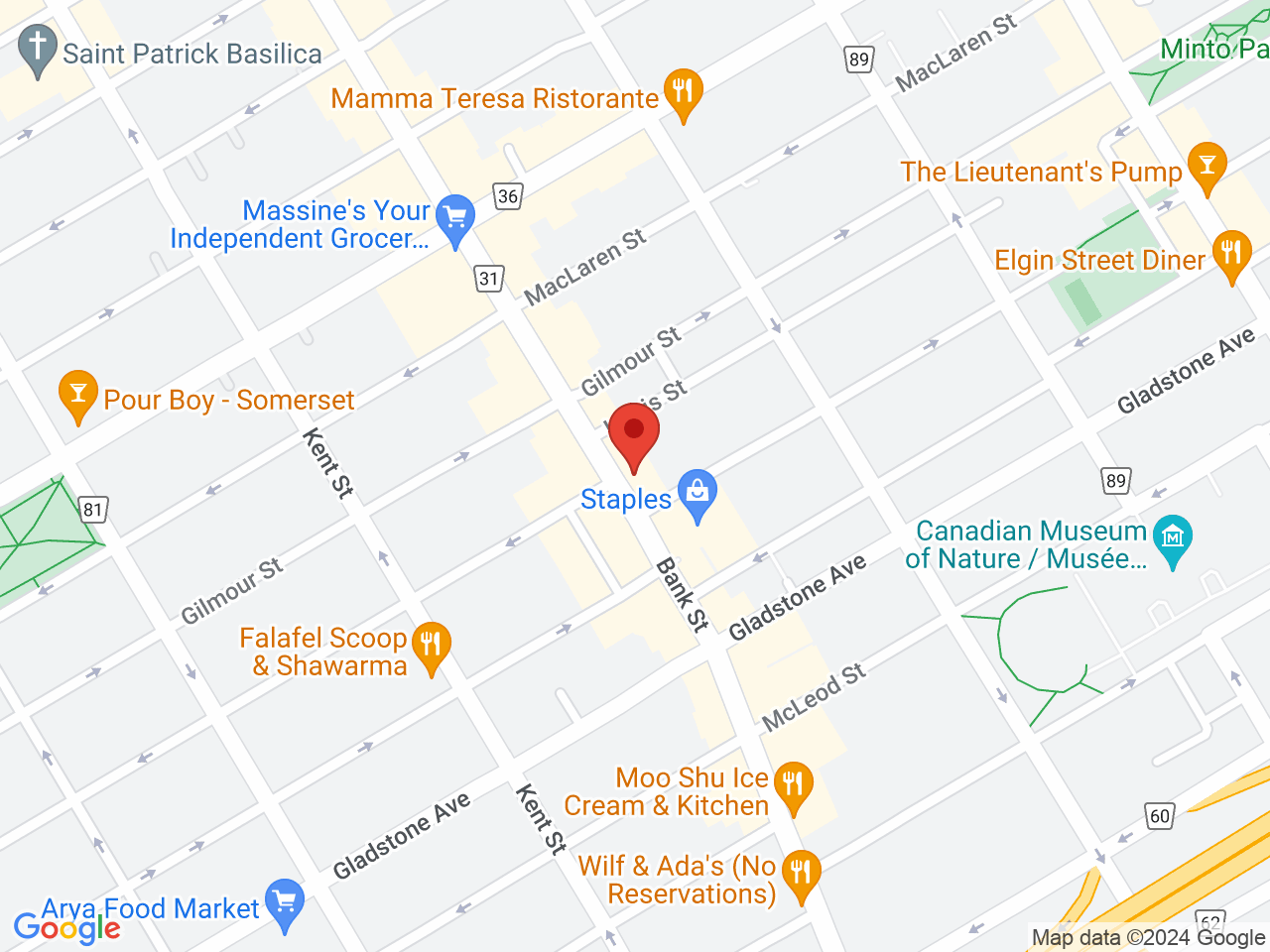 Street map for Stash & Co., 391 Bank St., Ottawa ON