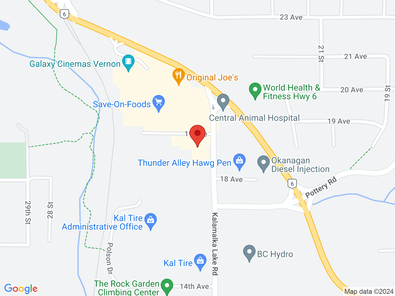 Street map for ARCannabis Store, 1800 Kalamalkal Lake Road, Vernon BC
