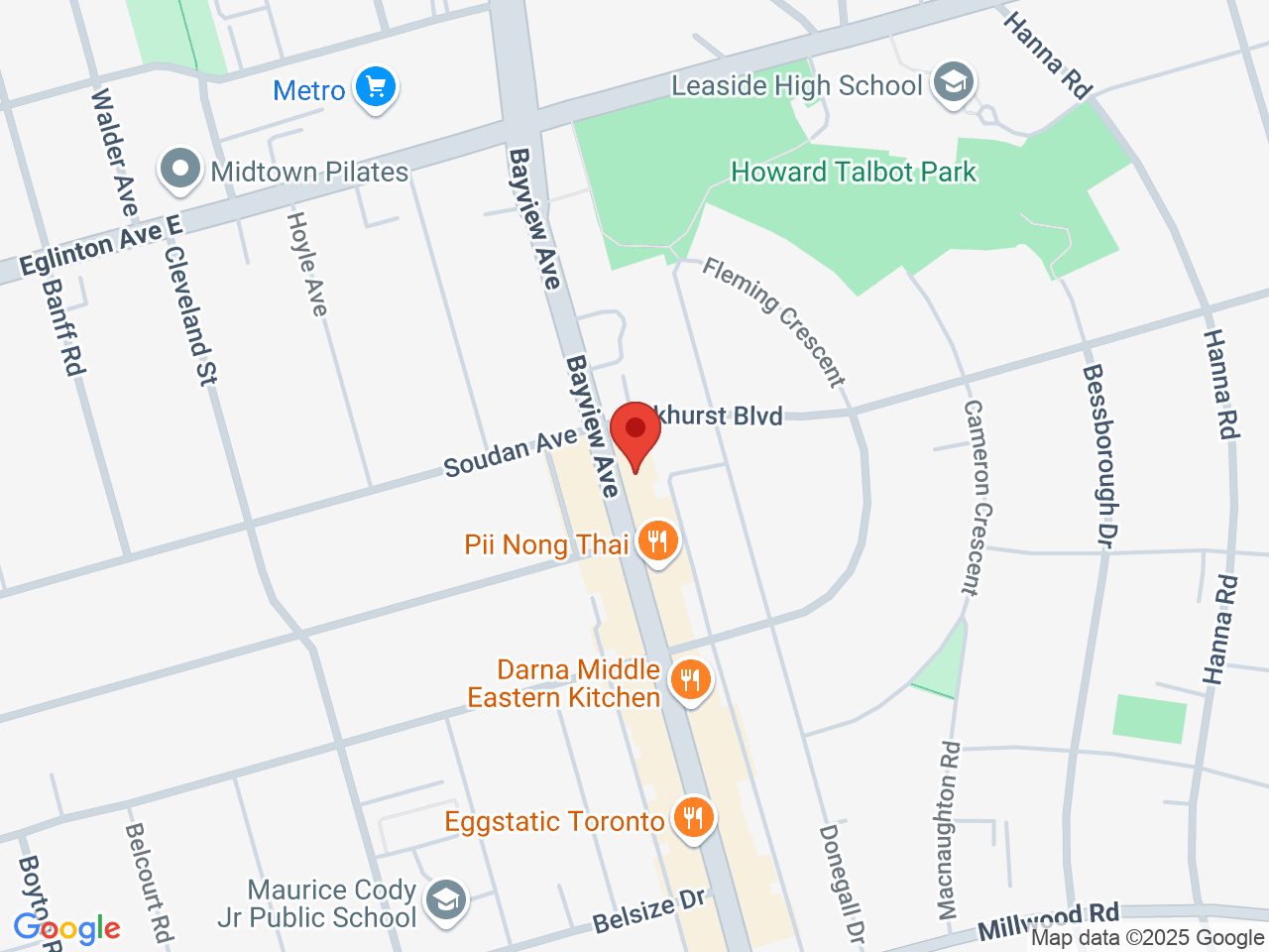 Street map for Canna Cabana East York, 1723 Bayview Ave Unit A1, Toronto ON