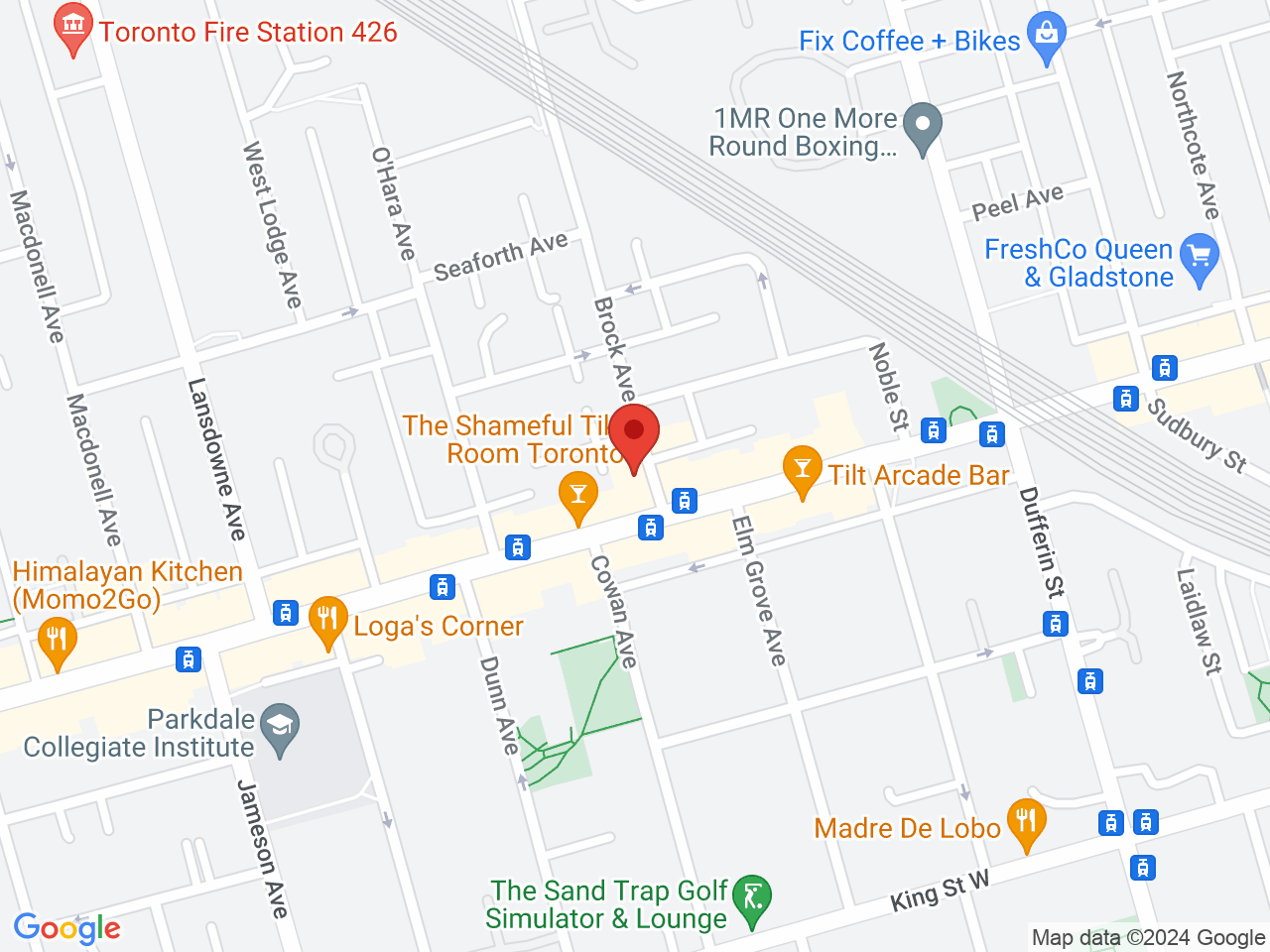 Street map for Fire & Flower Cannabis Co., 4 Brock Ave, Toronto ON