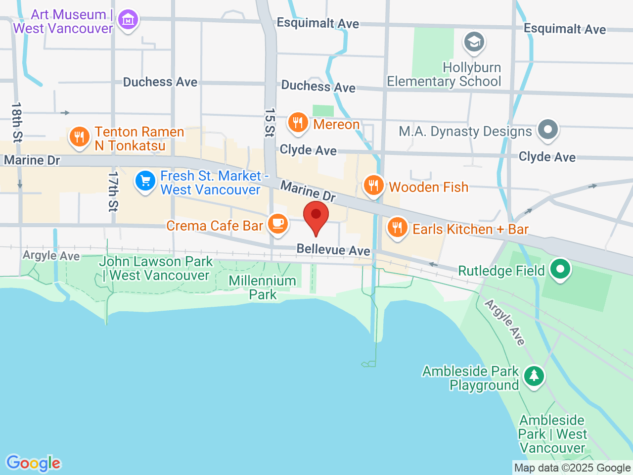 Street map for Avenue Cannabis, 1453 Bellevue Ave, West Vancouver BC