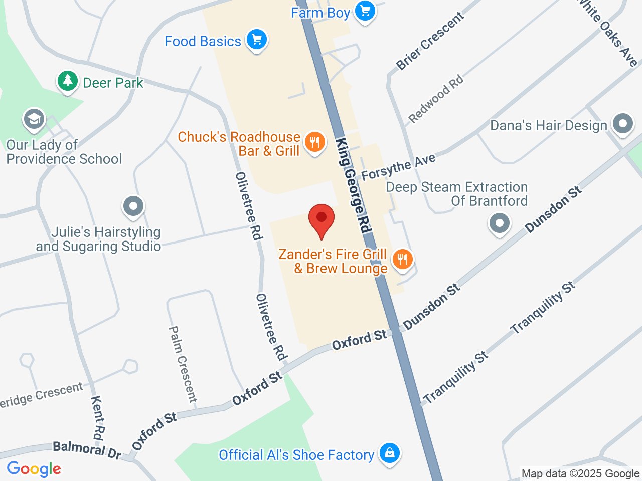 Street map for Miss Jones Cannabis, 185 King George Rd, Brantford ON