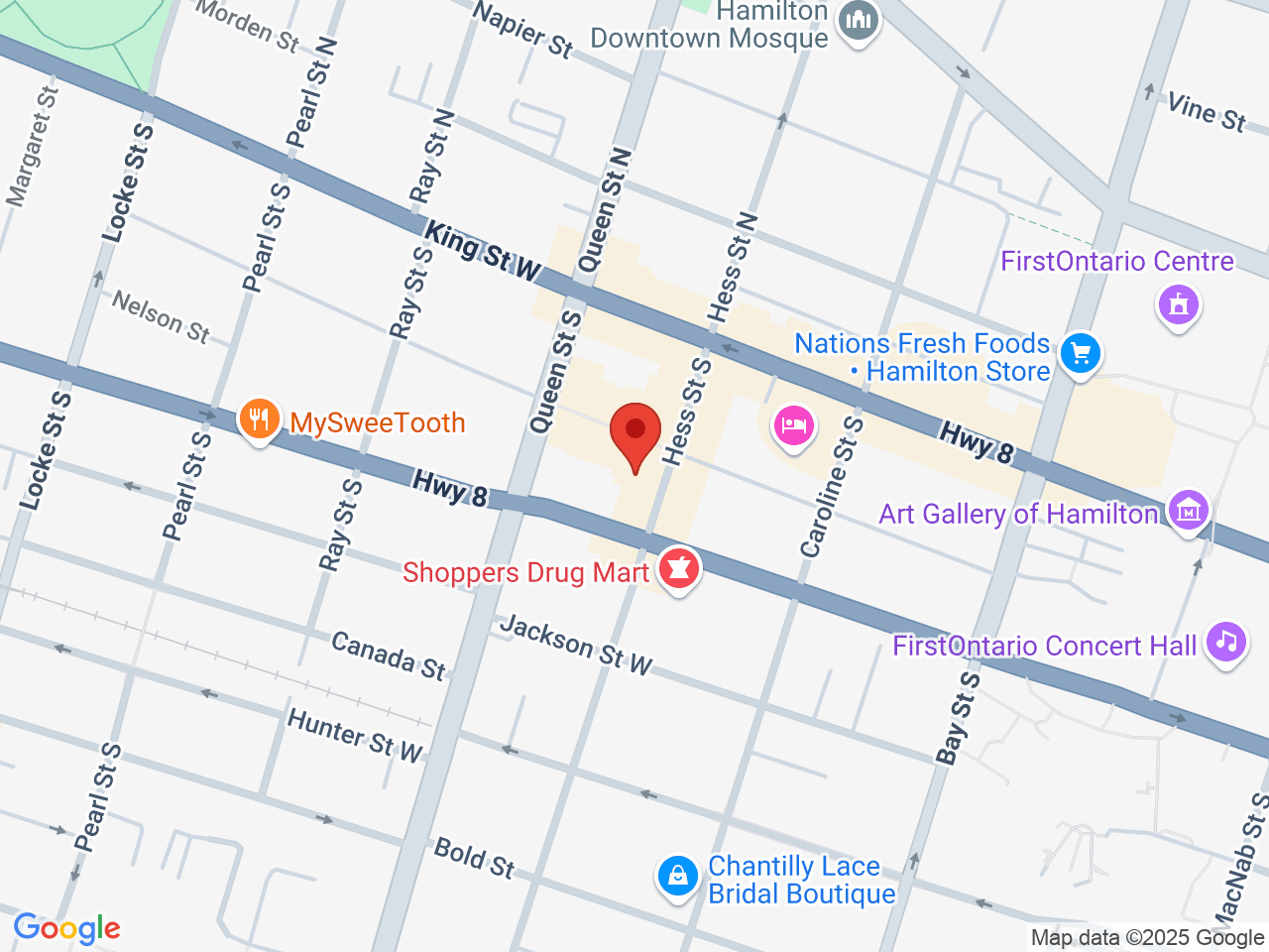 Street map for Neku Cannabis, 38 Hess St S, Hamilton ON