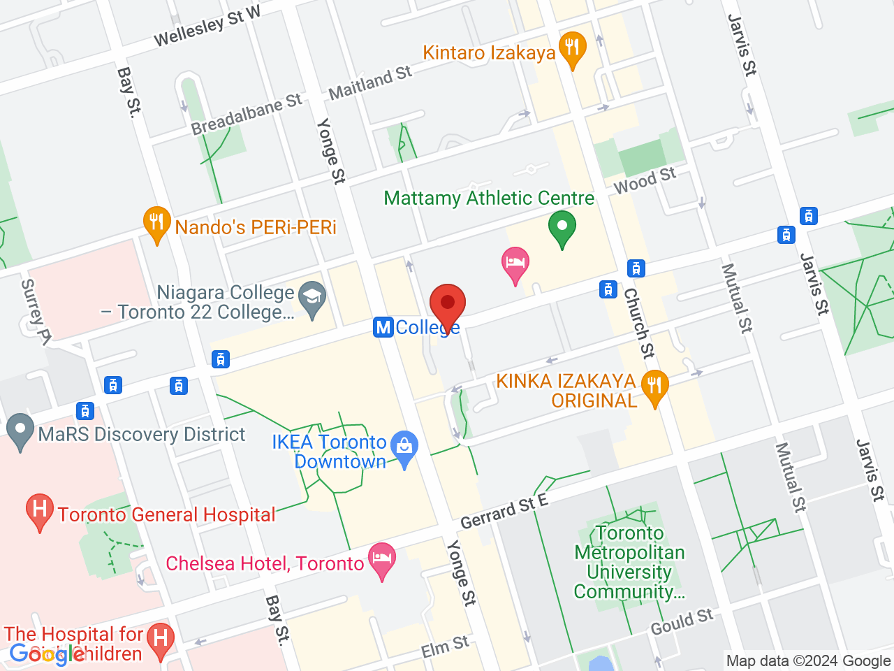 Street map for Purple Circle Cannabis, 21 Carlton St, Toronto ON