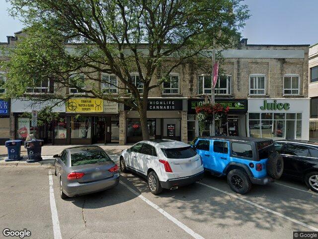 Street view for Highlife Cannabis (QBud), 128 Wyndham St N, Guelph ON