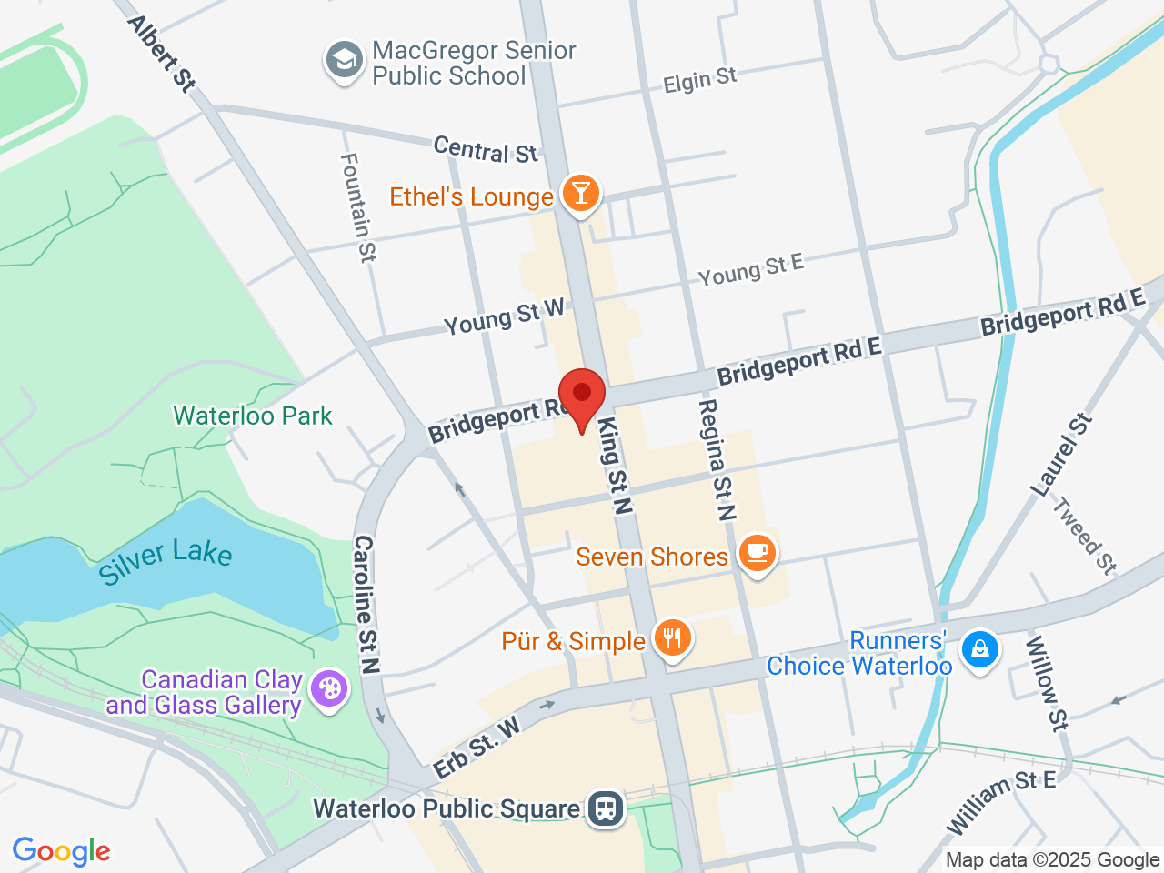 Street map for Sweet Seven Cannabis Co., 71 King St N Unit A, Waterloo ON