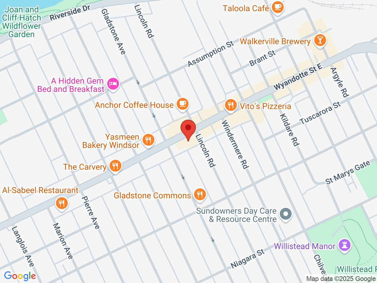 Street map for The We Store, 1565 Wyandotte St E, Windsor ON