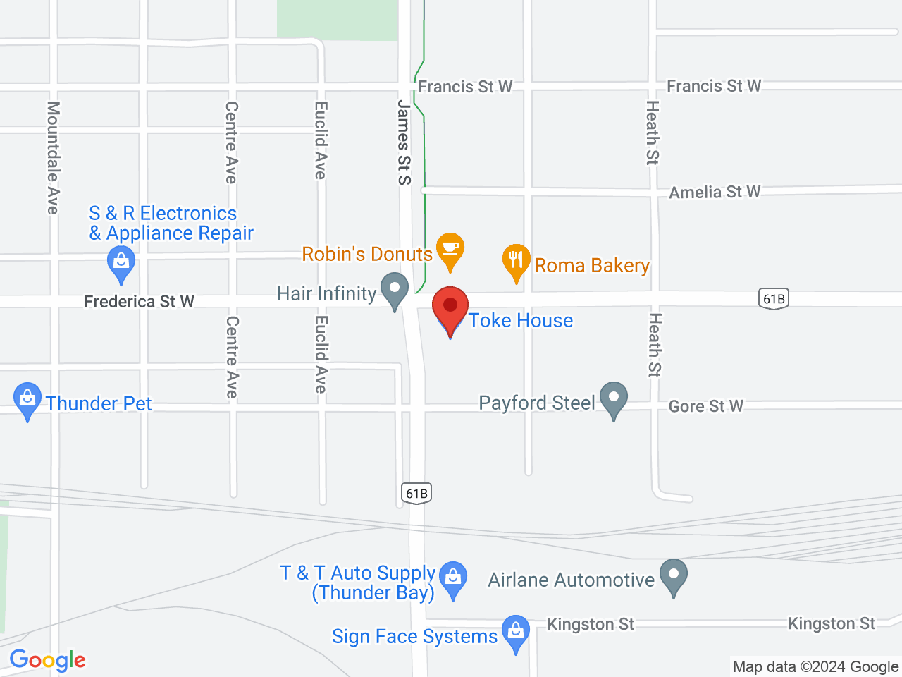 Street map for Toke House, 1500 James St. S, Unit 3, Thunder Bay ON