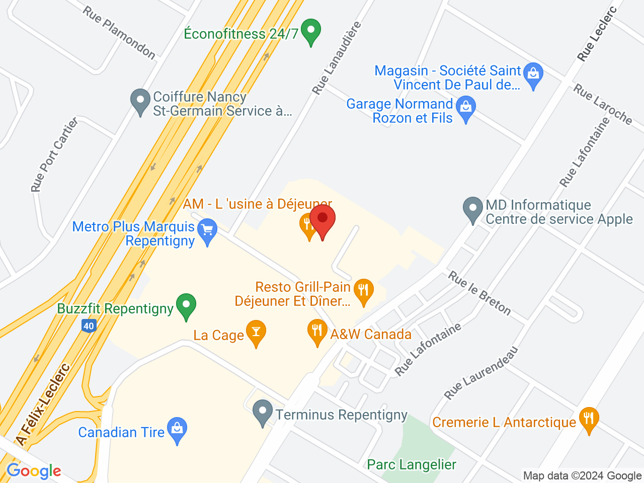 Street map for SQDC Repentigny, 131 rue Louvain, Repentigny QC