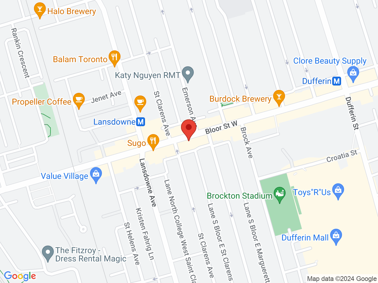 Street map for Growers Retail Bloor, 1239 Bloor Street W, Toronto ON