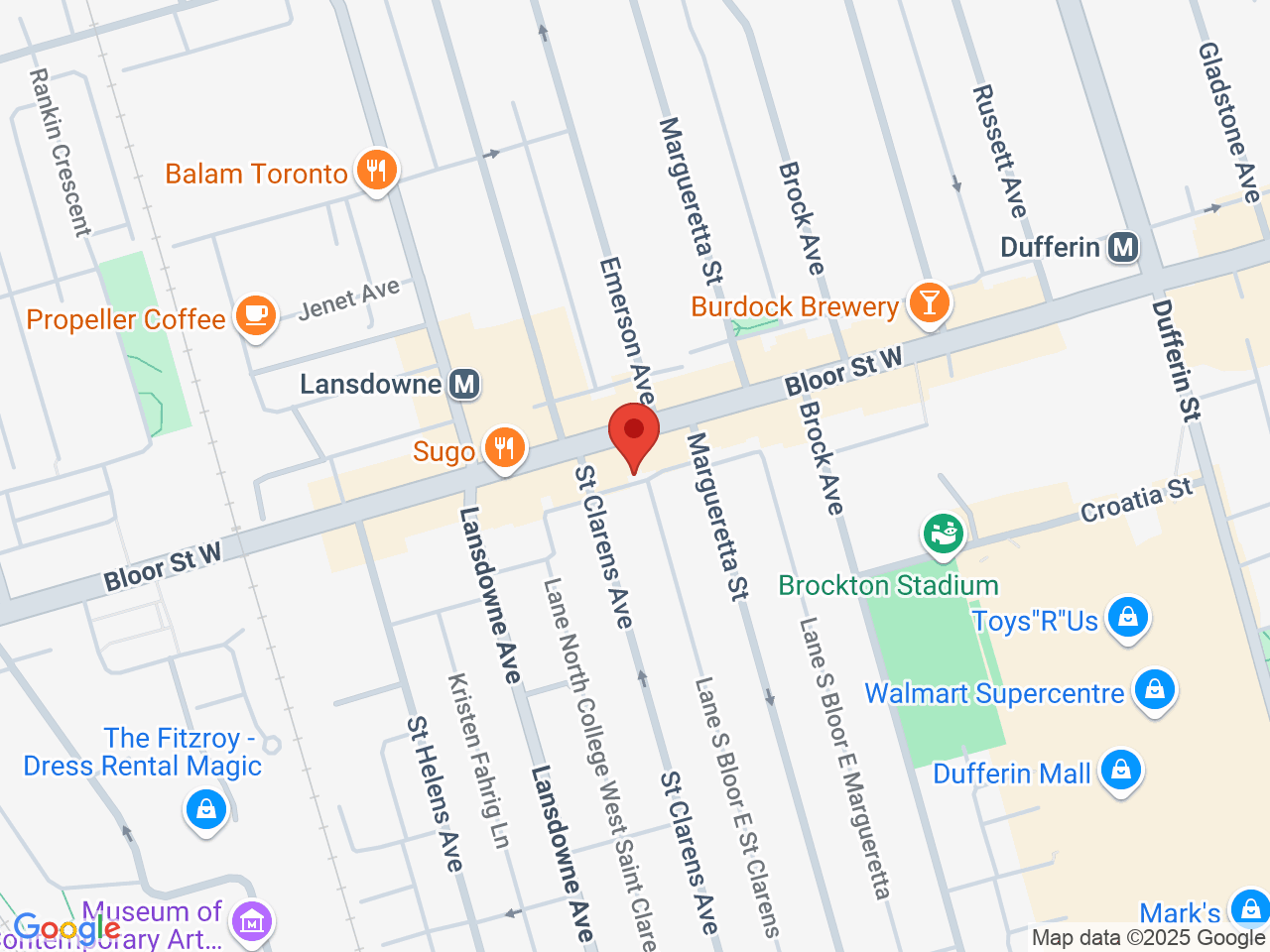 Street map for Growers Retail Bloor, 1239 Bloor Street W, Toronto ON