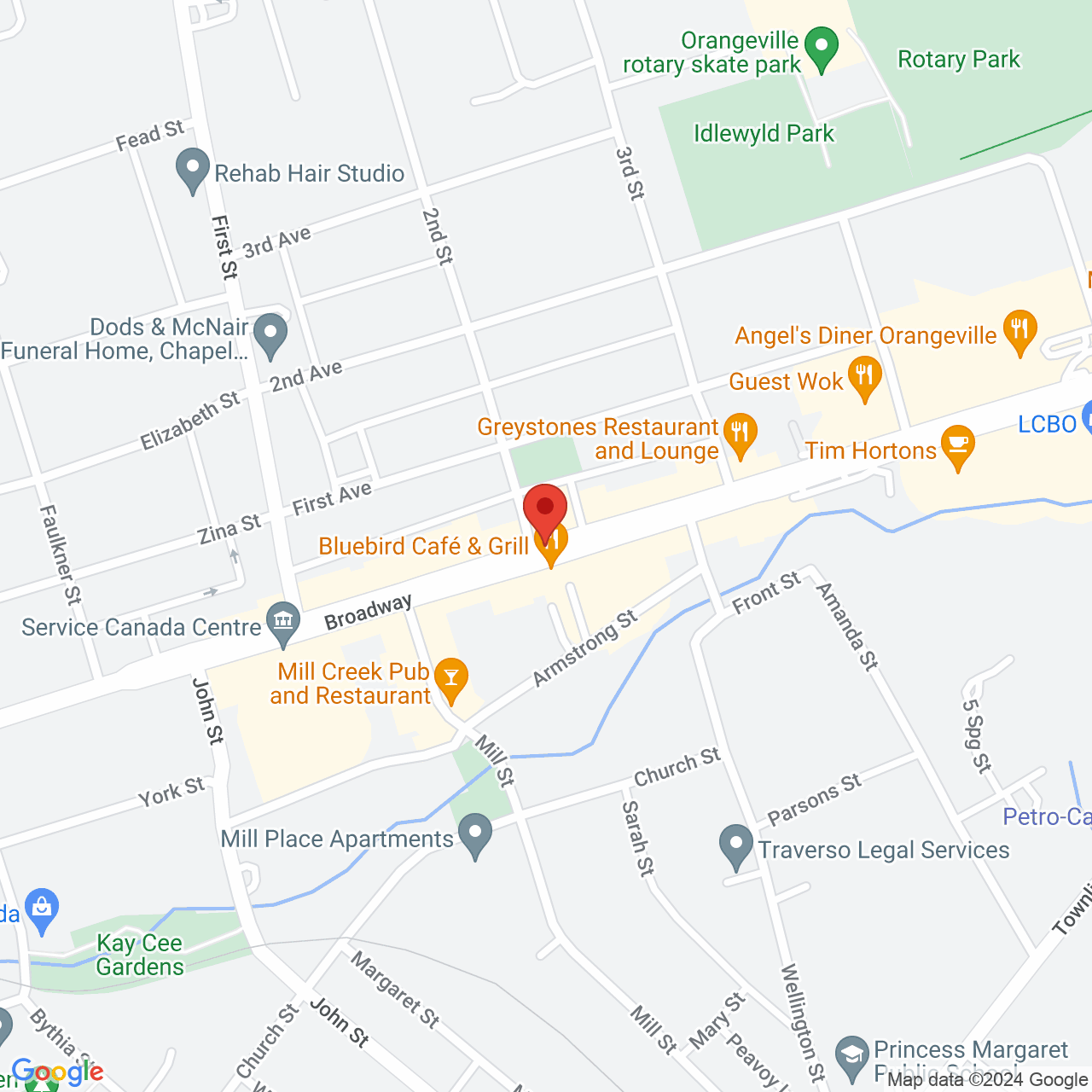 Street map for Altered Nation Cannabis, 218 Broadway Ave, Orangeville ON
