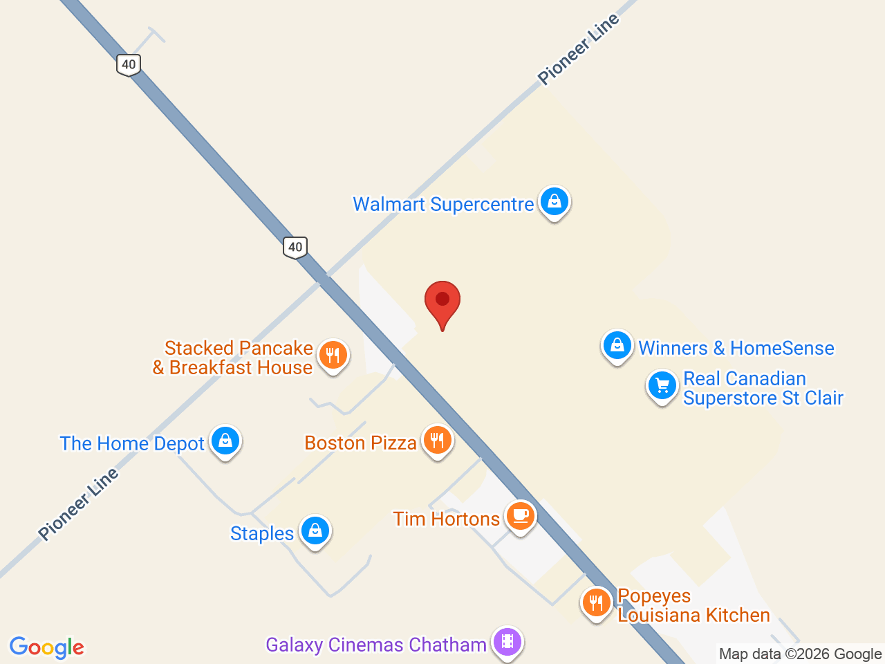 Street map for Fire & Flower Cannabis Co., 877 St Clair St Unit D8, Chatham ON