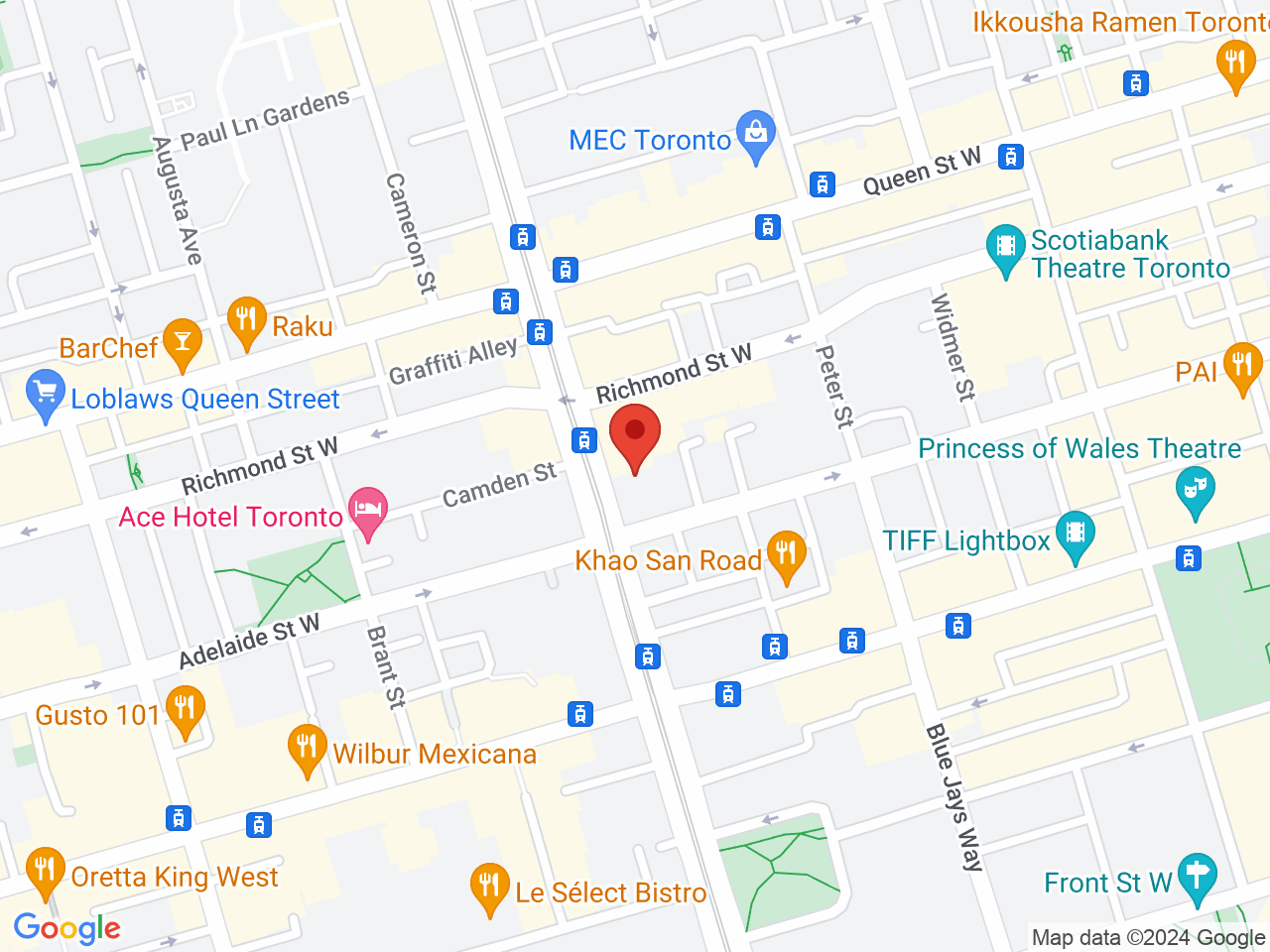 Street map for Bellebud, 127 Spadina Ave, Toronto ON