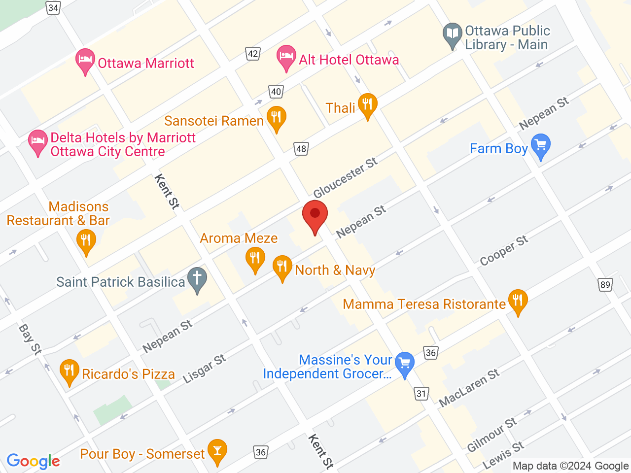 Street map for Bluebird Cannabis Co., 208 Bank St, Ottawa ON