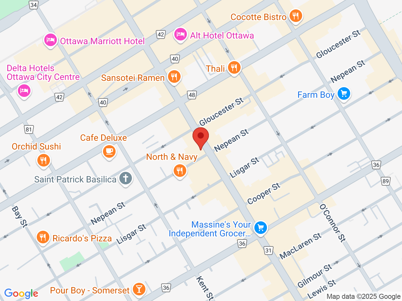 Street map for Bluebird Cannabis Co., 208 Bank St, Ottawa ON