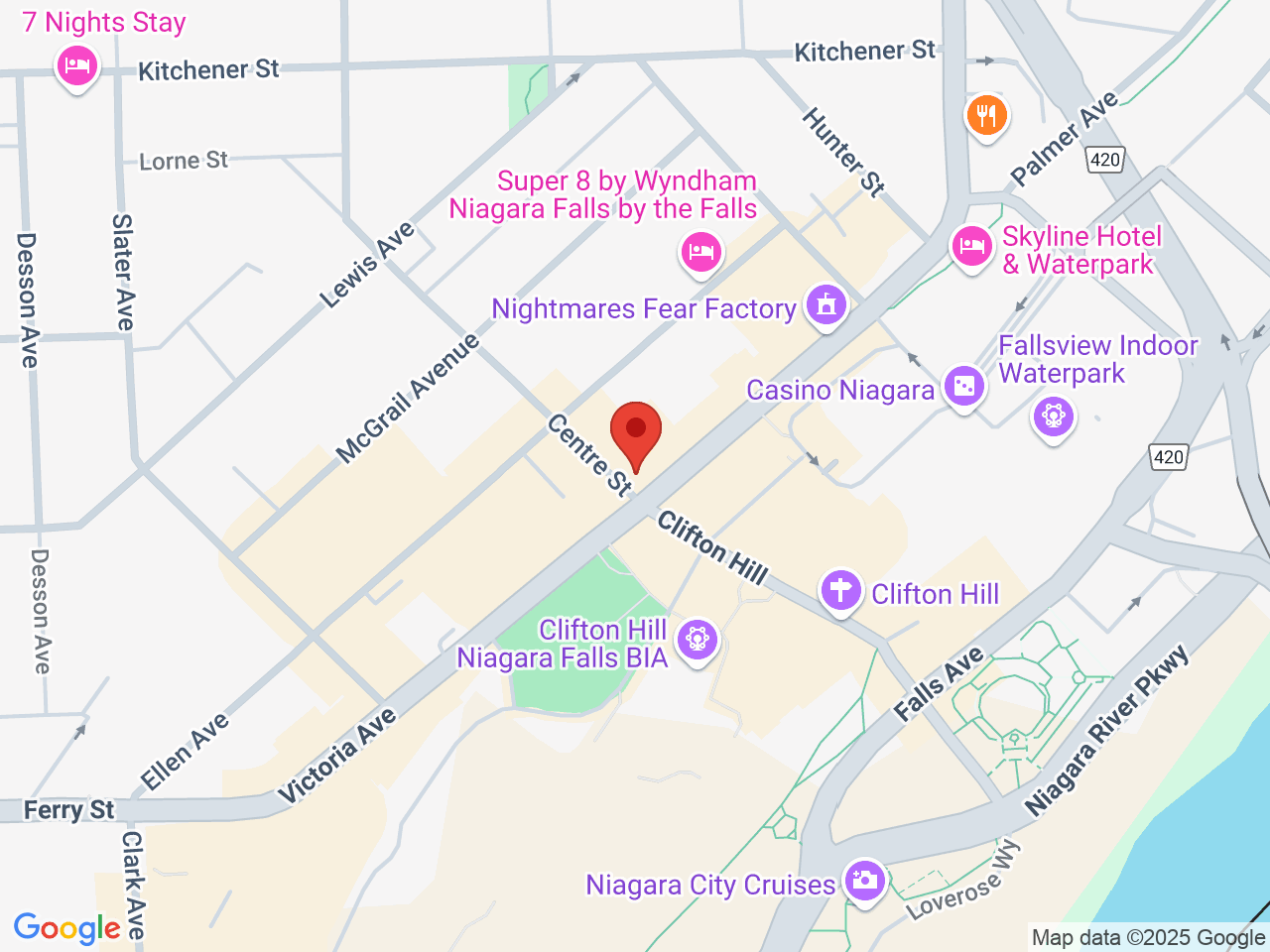 Street map for Canna Cabana Niagara Falls, 5731 Victoria Ave, Niagara Falls ON