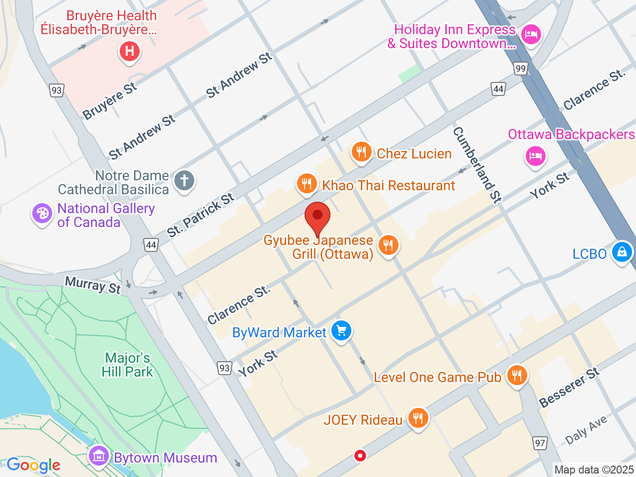 Street map for Canna Cabana Byward, 87 Clarence St, Ottawa ON