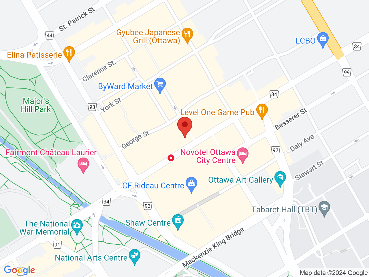 Street map for Canna Cabana Rideau, 111 Rideau St, Ottawa ON