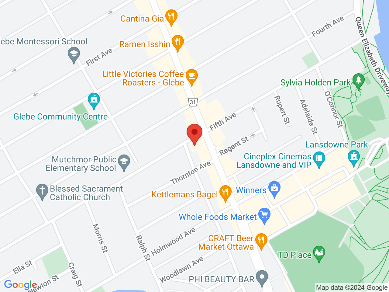 Street map for Superette Cannabis, 140 Fifth Ave, Ottawa ON