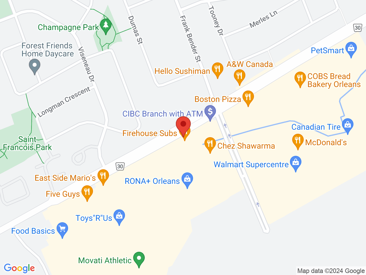 Street map for Hemisphere Cannabis Co., 3838 Innes Rd, Orleans ON