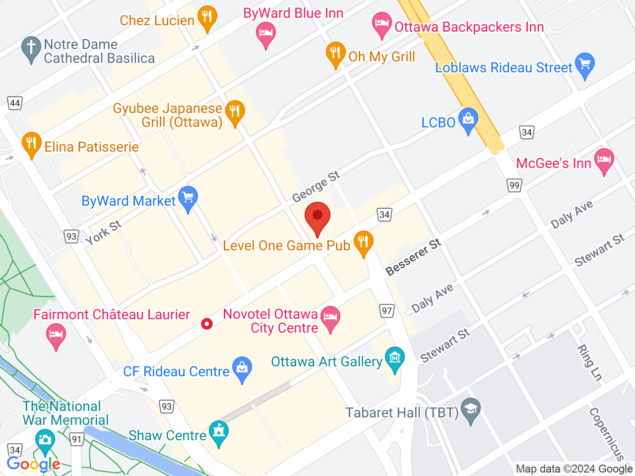 Street map for Hemisphere Cannabis Co., 171 Rideau St, Ottawa ON