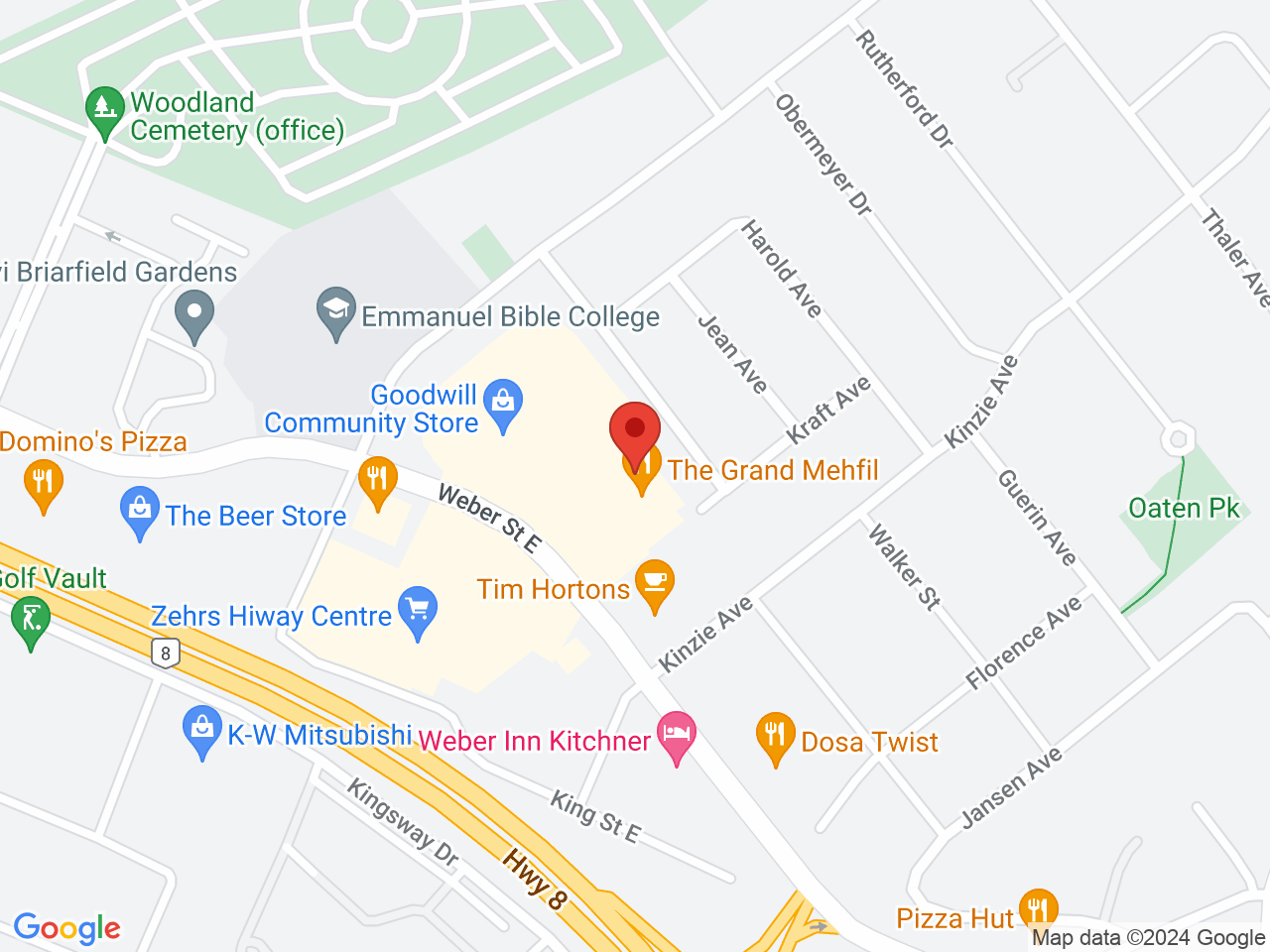 Street map for Cannabis Supply Co., 1400 Weber St E, Kitchener ON